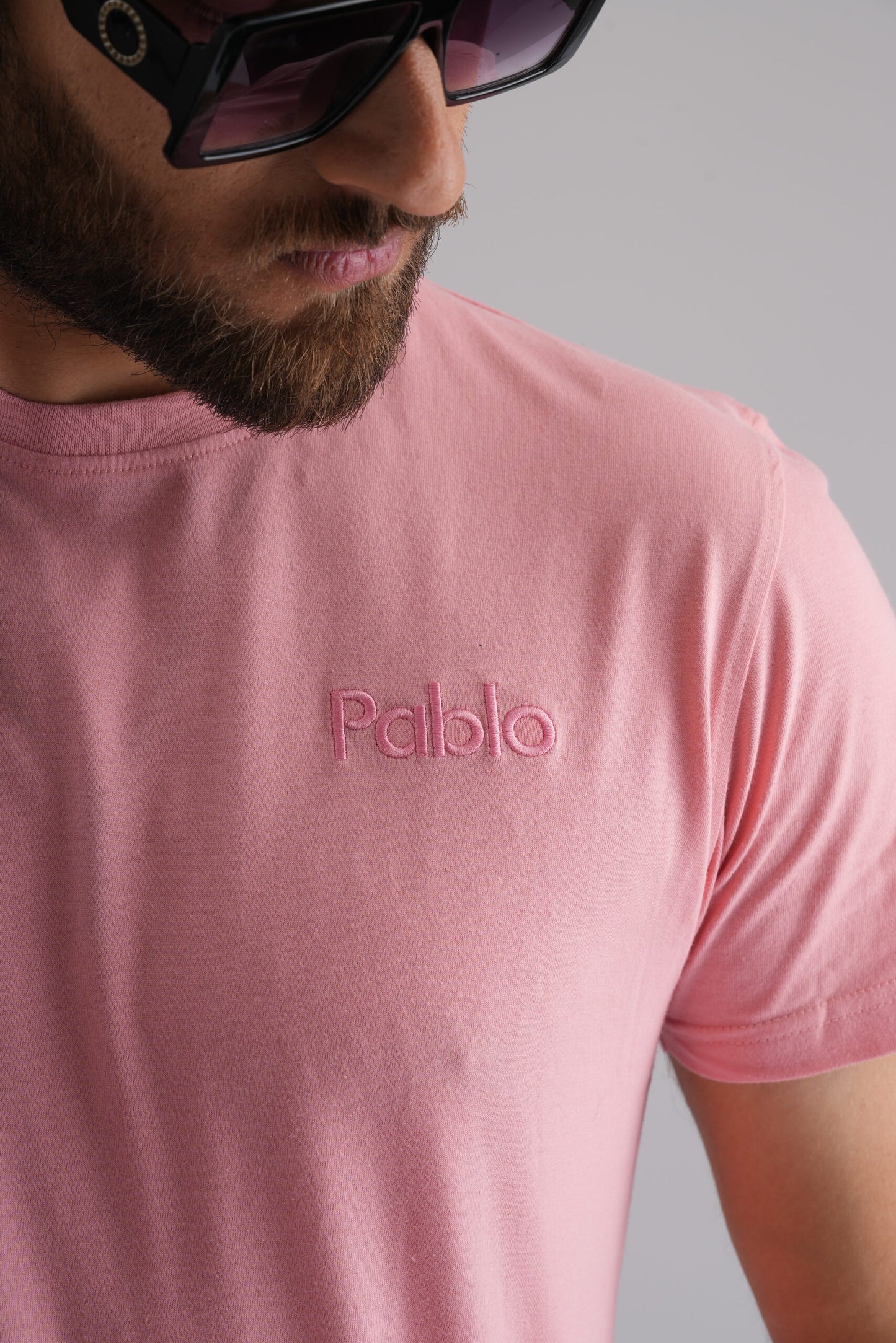 Baby Pink T-Shirt – Chic 'Pablo' Embroidery for a Trendy Look