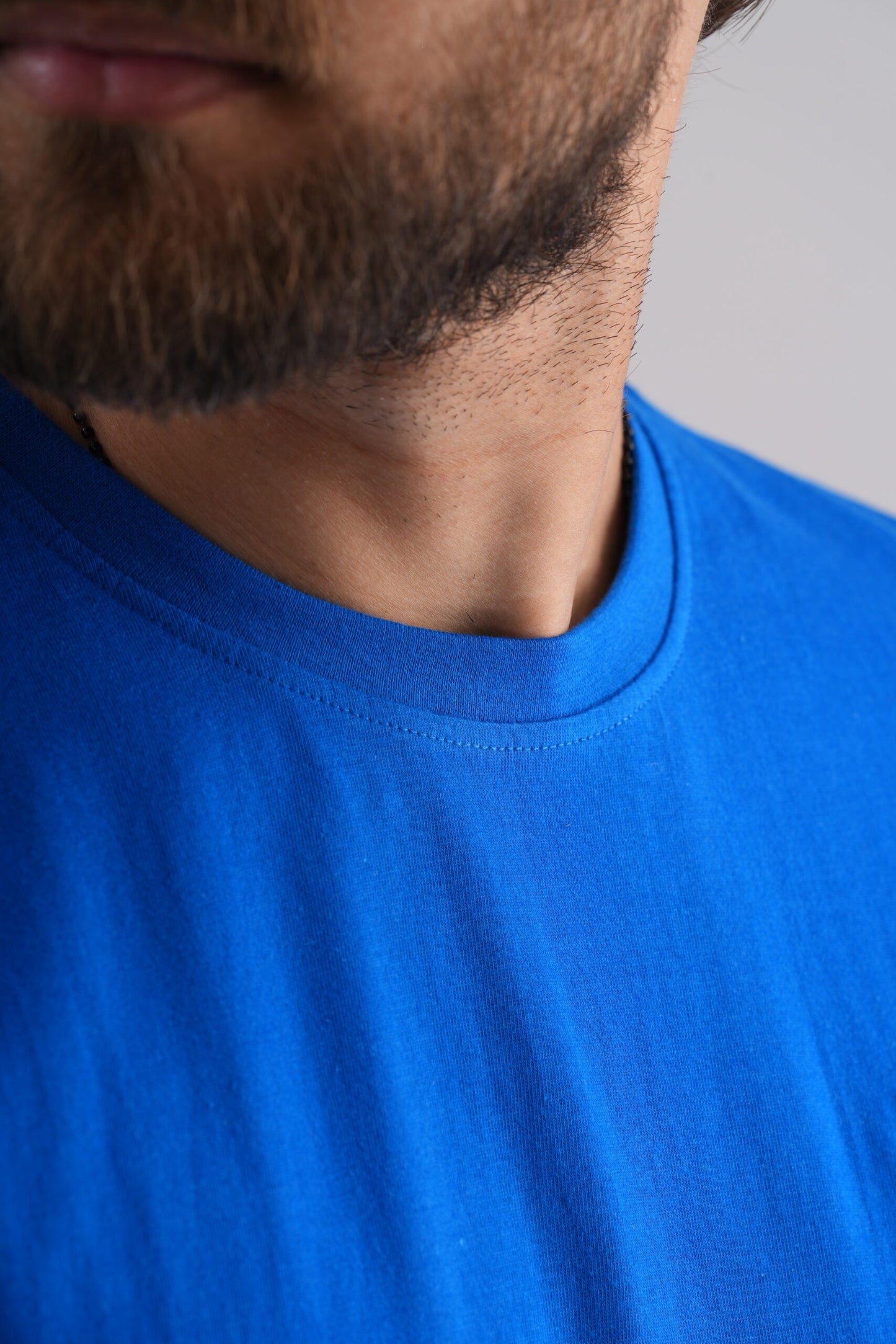 Blue Round Neck T-Shirt – Stylish 'Pablo' Embroidery for a Trendy Look