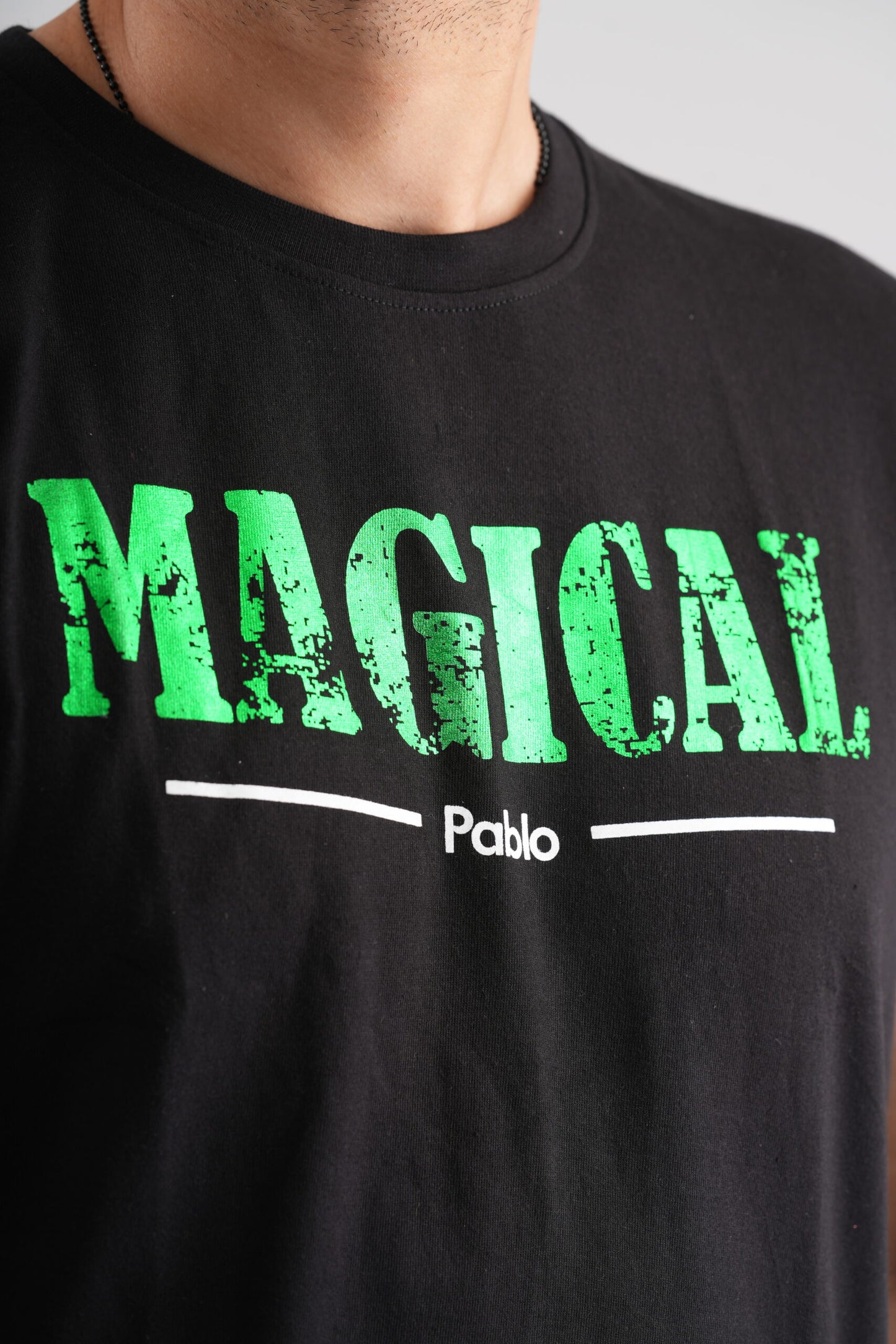 Black Party-Wear T-Shirt – Enchanting Magical Green Print Design